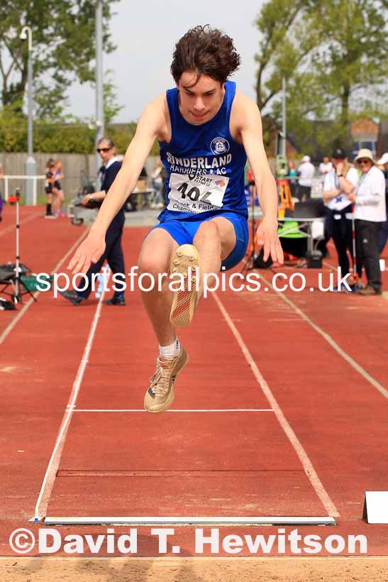 Mens Under-17s Long Jump, 2023 North Eastern Track and Field Champs., Middlesbrough Sports Village, Middlesbrough. Photo: David T. Hewitson/Sports for All Pics